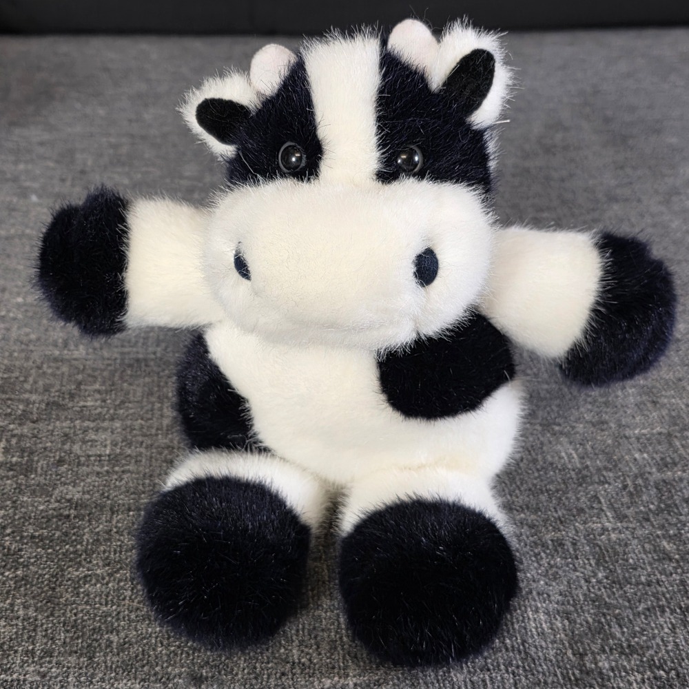 Vintage 1993 Dakin Black White Spotted Cow Plush Stuffed Animal 12"